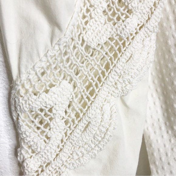 Free People Brunch Date Top 3/4 Lace Puff Sleeve Blouse Size Medium Revolve - Picture 8 of 16